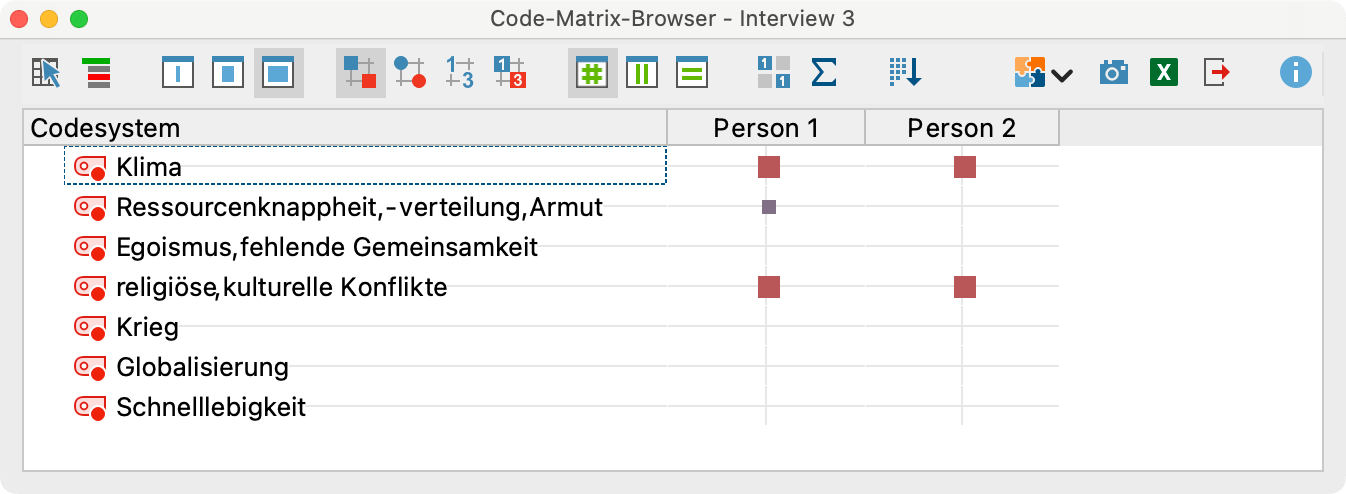 Codezuweisung im Code-Matrix-Browser überprüfen