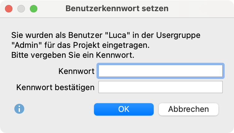 Admin-Kennwort vergeben Admin-Kennwort vergeben