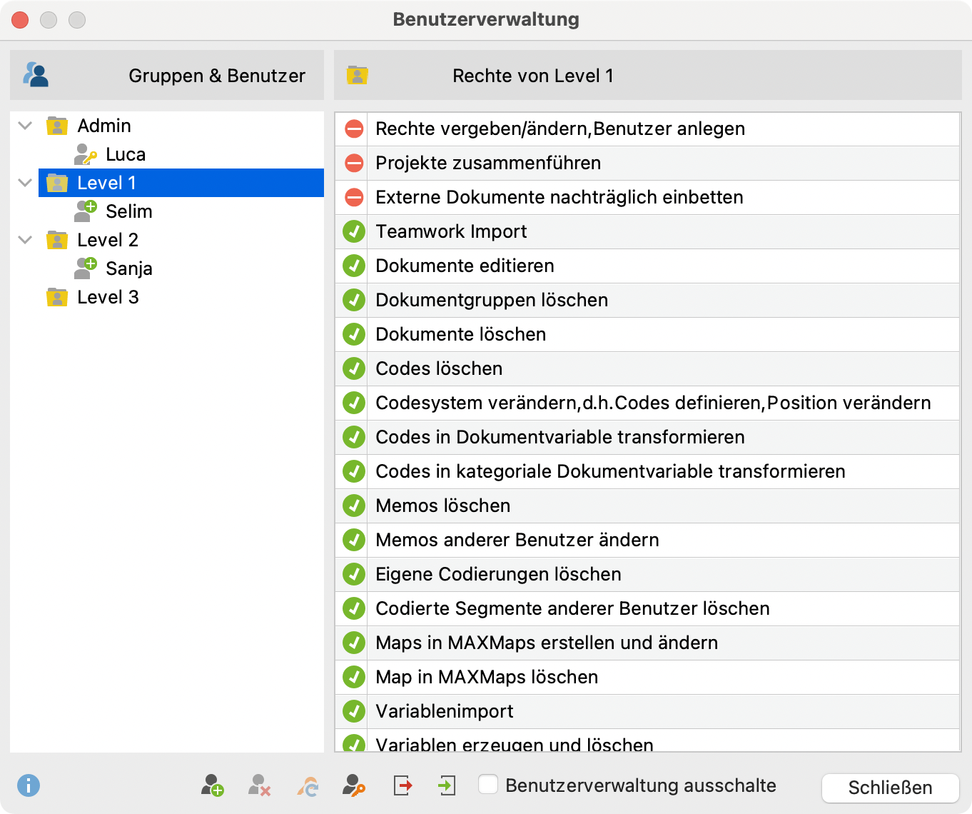 Rechte für die einzelnen Hierarchie-Level vergeben Rechte für die einzelnen Hierarchie-Level vergeben