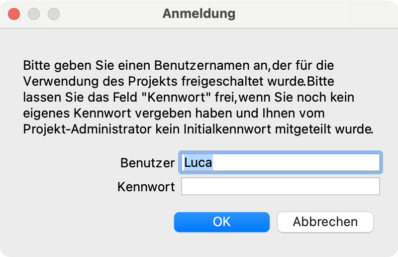 Anmelde-Fenster Anmelde-Fenster