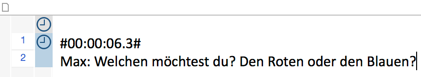 Beginn eines Teiltranskriptes mit Anfangszeit zusätzlich im Text Beginn eines Teiltranskriptes mit Anfangszeit zusätzlich im Text
