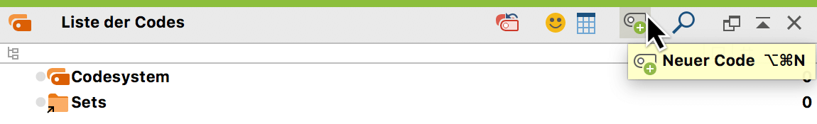 Neuen Code mithilfe des Icons in der „Liste der Codes“ erstellen Neuen Code mithilfe des Icons in der „Liste der Codes“ erstellen