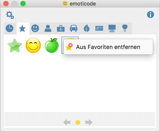 Symbole aus den Favoriten entfernen Symbole aus den Favoriten entfernen