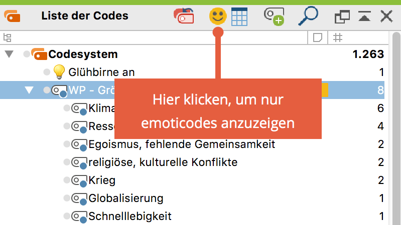 Nur emoticodes im Codesystem anzeigen