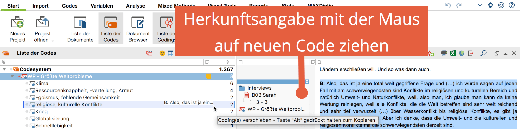 Coding durch Klicken und Ziehen mit der Maus auf Zielcode verschieben
Coding durch Klicken und Ziehen mit der Maus auf Zielcode verschieben