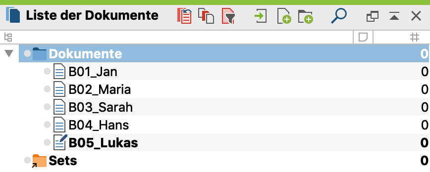Anzeige von Dokumenten in der „Liste der Dokumente“ nach dem Import Anzeige von Dokumenten in der „Liste der Dokumente“ nach dem Import