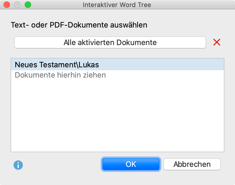 Auswahl von Texten für den Word Tree Auswahl von Texten für den Word Tree