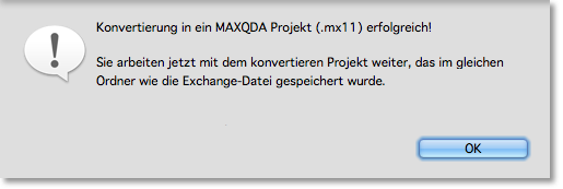 Ein Mac-kompatibles MAXQDA Projekt wird erstellt Ein Mac-kompatibles MAXQDA Projekt wird erstellt
