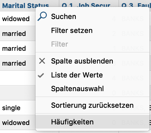 Häufigkeitstabelle direkt aus dem Dateneditor aufrufen. Häufigkeitstabelle direkt aus dem Dateneditor aufrufen.