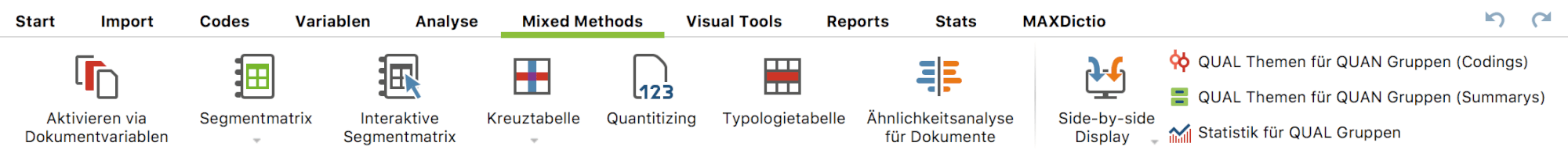 Mixed Methods Menu in MAXQDA 2018 Mixed Methods Menu in MAXQDA 2018
