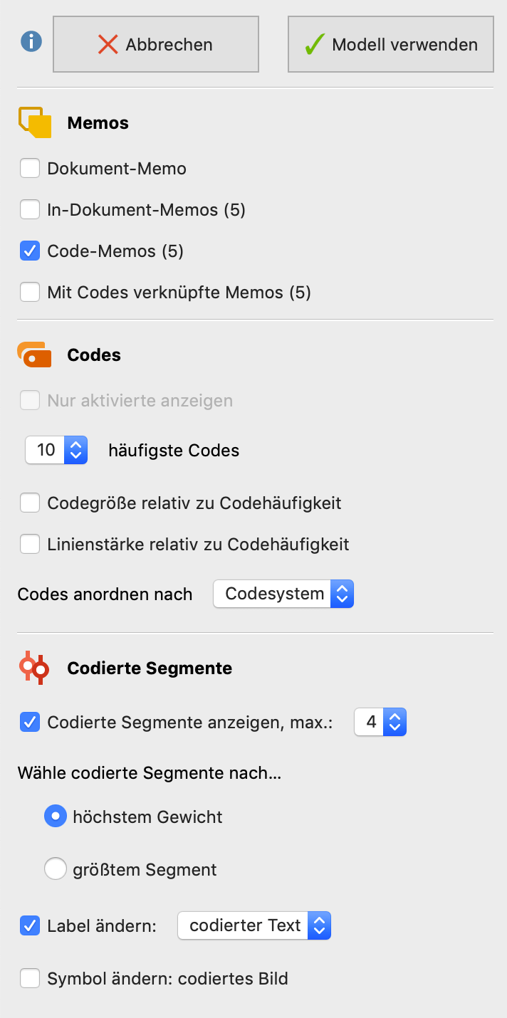 Auswahloptionen für die Gestaltung des Modells Auswahloptionen für die Gestaltung des Modells