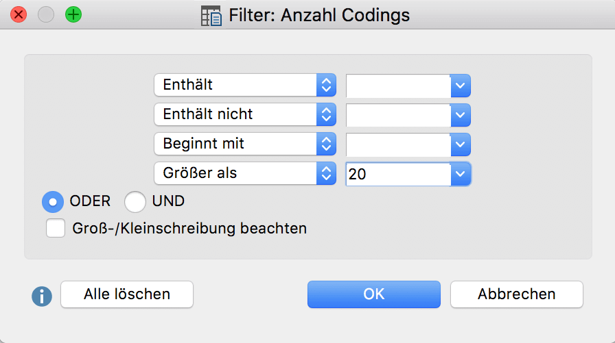 Filter-Dialog Filter-Dialog