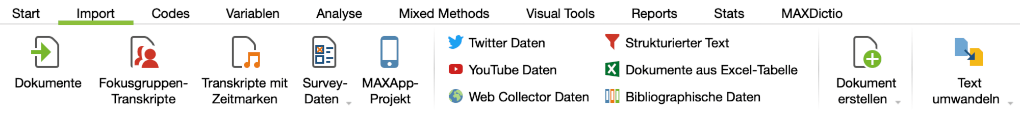 Der Tab „Import“ Der Tab