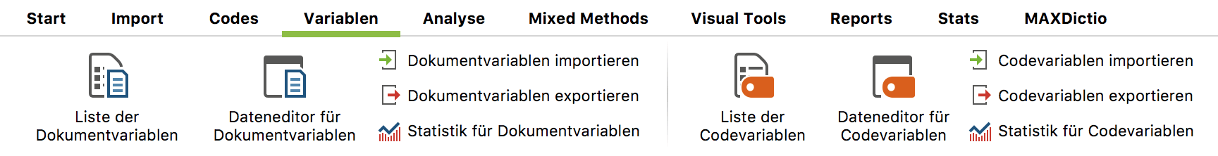Der Tab „Variablen“ Tab Variablen