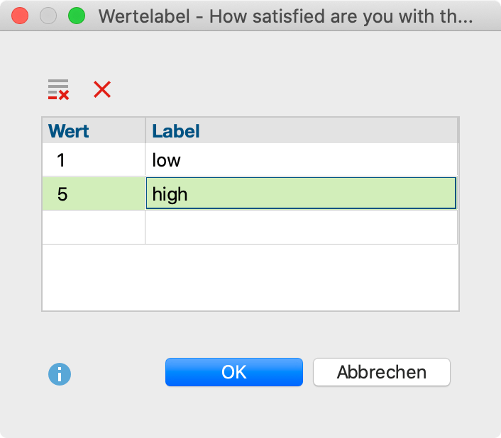 Dialog zur Eingabe der Wertelabel Dialog zur Eingabe der Wertelabel