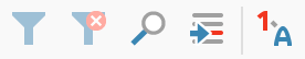 Symbolleiste am linken Rand des Dateneditors Symbolleiste am linken Rand des Dateneditors