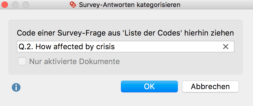 Code auswählen, der die Antworten auf die offene Frage enthält Code auswählen, der die Antworten auf die offene Frage enthält