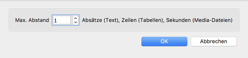 Maximalen Abstand für die Nähe von Codes einstellen
Maximalen Abstand für die Nähe von Codes einstellen