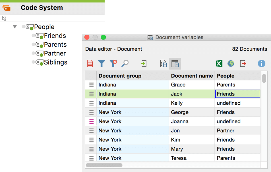 Mixed Methods - Codes into document variables