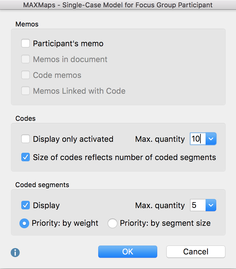 Options for map model settings Options for map model settings