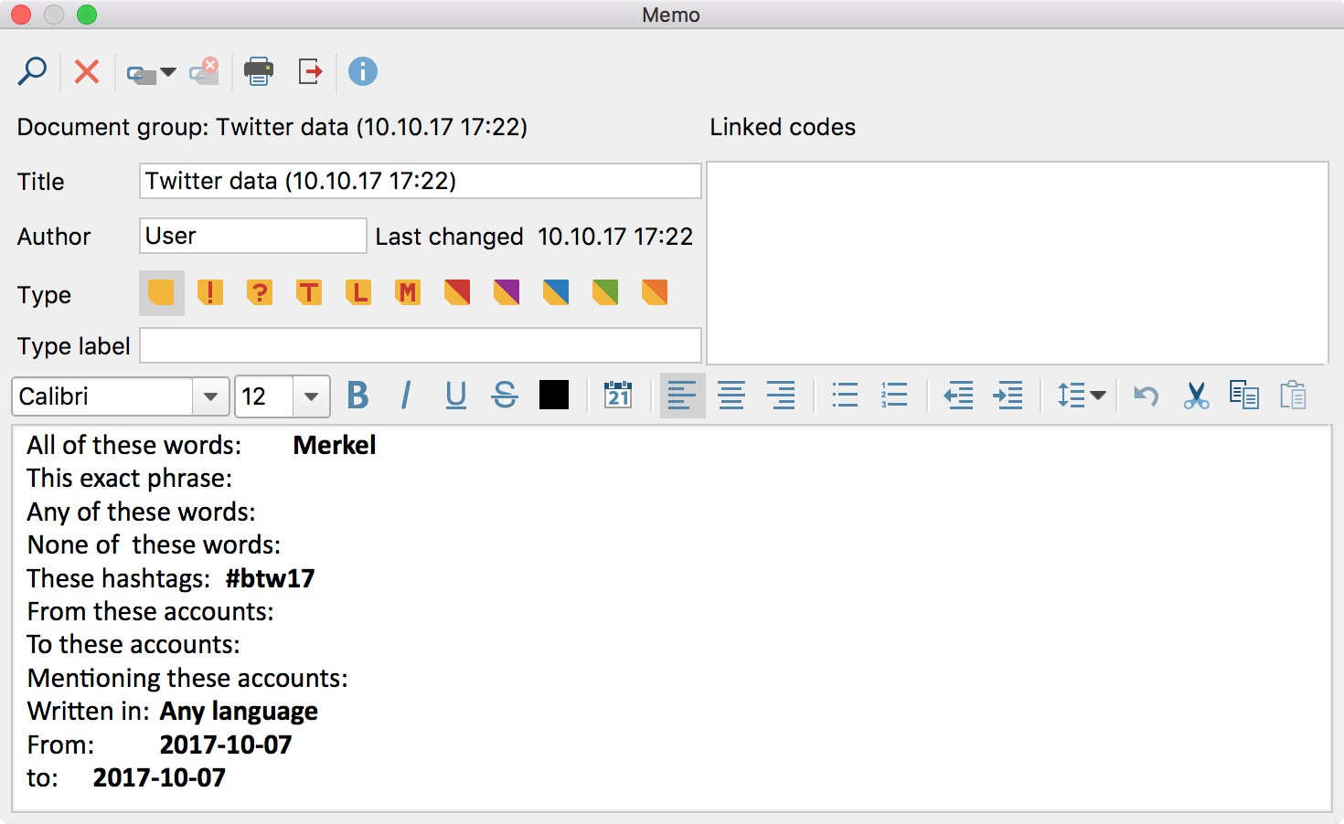 Memo of a Twitter import with the exact search query Memo of a Twitter import with the exact search query